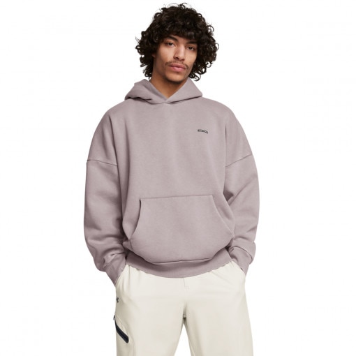 UNDER ARMOUR Męska bluza dresowa nierozpinana z kapturem Under Armour UA Icon Hwt Flc Wash Os Hood  beżowa Beżowy
