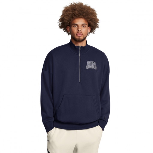 UNDER ARMOUR Męska bluza dresowa nierozpinana bez kaptura Under Armour UA Icon Hwt Terry Os 1/2 Zip  granatowa Granatowy