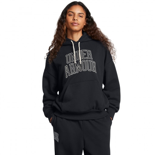 UNDER ARMOUR Damska bluza dresowa nierozpinana z kapturem Under Armour UA Icon Hwt Terry Os Hdy  czarna Czarny