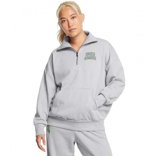 UNDER ARMOUR Damska bluza dresowa nierozpinana bez kaptura Under Armour UA Icon Hwt Terry Os Qz  szara Szary