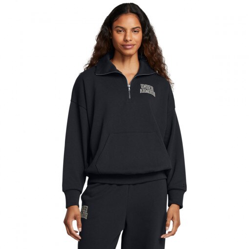 UNDER ARMOUR Damska bluza dresowa nierozpinana bez kaptura Under Armour UA Icon Hwt Terry Os Qz  czarna Czarny
