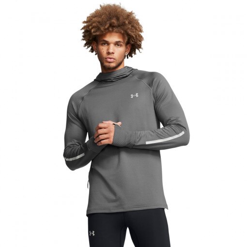 UNDER ARMOUR Męski longsleeve do biegania Under Armour UA Launch Elite Cw Balaclava Hoody  szary Szary