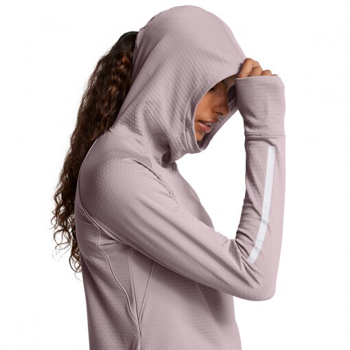 Damski longsleeve do biegania z kapturem Under Armour UA Le Cw Balaclava Hoodie - beżowy