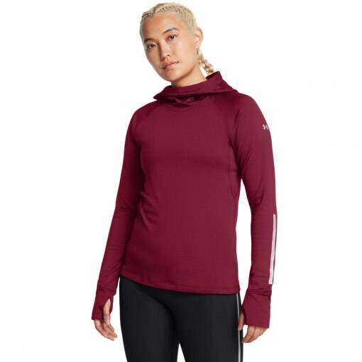 UNDER ARMOUR Damski longsleeve do biegania z kapturem Under Armour UA Le Cw Balaclava Hoodie czerwony Czerwony