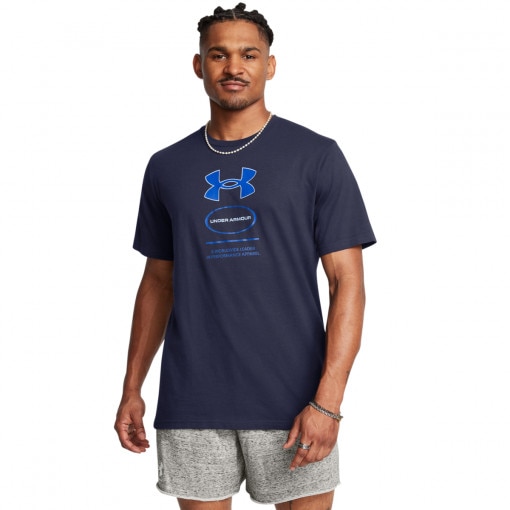  UNDER ARMOUR Męski tshirt z nadrukiem Under Armour UA M Branded Gel Stack Ss  granatowy  Granatowy