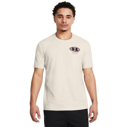 UNDER ARMOUR Męski tshirt z nadrukiem Under Armour UA M Grounds Crew Hw Ss  beżowy Beżowy