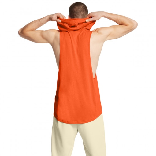 Męski top treningowy Under Armour UA Men's Project Rock Sleeveless Hoodie - pomarańczowy 