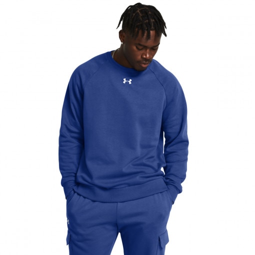 UNDER ARMOUR Męska bluza dresowa nierozpinana bez kaptura Under Armour UA Rival Fleece Crew  niebieska Niebieski