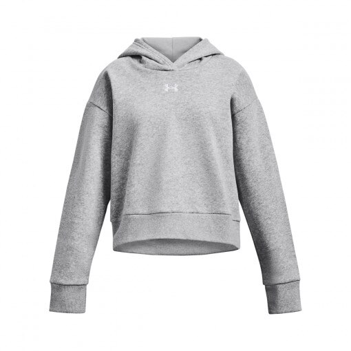 UNDER ARMOUR Dziewczęca bluza dresowa nierozpinana z kapturem Under Armour UA Rival Fleece Crop Hoodie  szara Szary