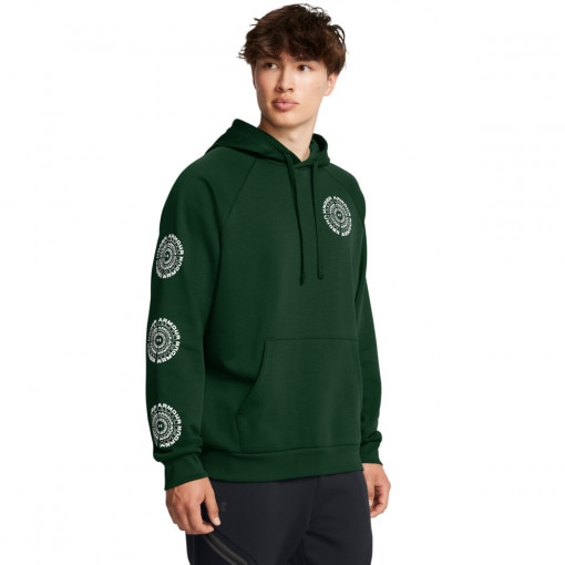 UNDER ARMOUR Męska bluza dresowa nierozpinana z kapturem Under Armour UA Rival Fleece Hbr Logo Hd  zielona Zielony