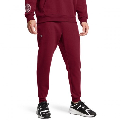 Męskie spodnie dresowe Under Armour UA Rival Fleece Joggers - czerwone