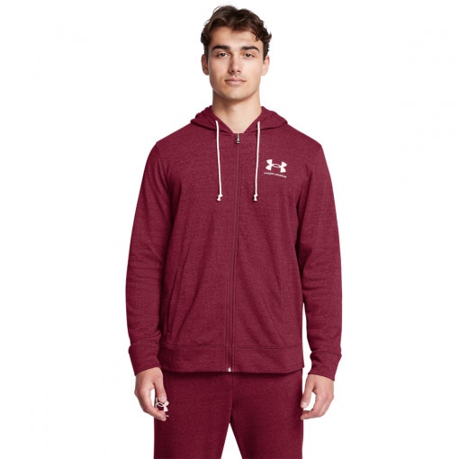 UNDER ARMOUR Męska bluza dresowa rozpinana z kapturem Under Armour UA Rival Terry Lc Fz  czerwona Czerwony