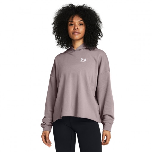 UNDER ARMOUR Damska bluza dresowa nierozpinana z kapturem Under Armour UA Rival Terry OS Hoodie  beżowa Beżowy