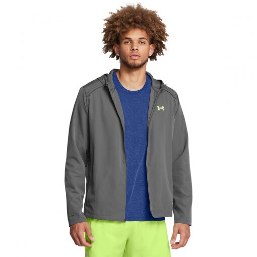 UNDER ARMOUR Męska kurtka do biegania Under Armour UA Storm Run Hooded Jacket  szara Szary