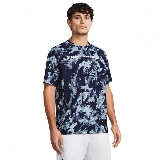 UNDER ARMOUR Męska koszulka treningowa Under Armour UA Tech Abc Camo Ss  granatowa Granatowy