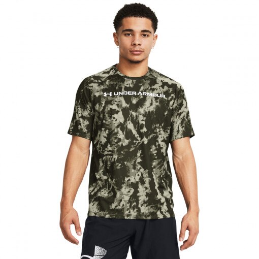 UNDER ARMOUR Męska koszulka treningowa Under Armour UA Tech Abc Camo Ss  oliwkowa/khaki Oliwkowy