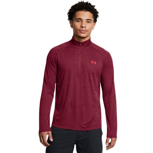UNDER ARMOUR Męski longsleeve treningowy Under Armour UA Tech Textured 1/2 Zip  czerwony Czerwony