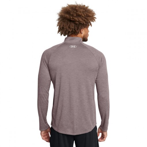 Męski longsleeve treningowy Under Armour UA Tech Textured 1/2 Zip - brązowy