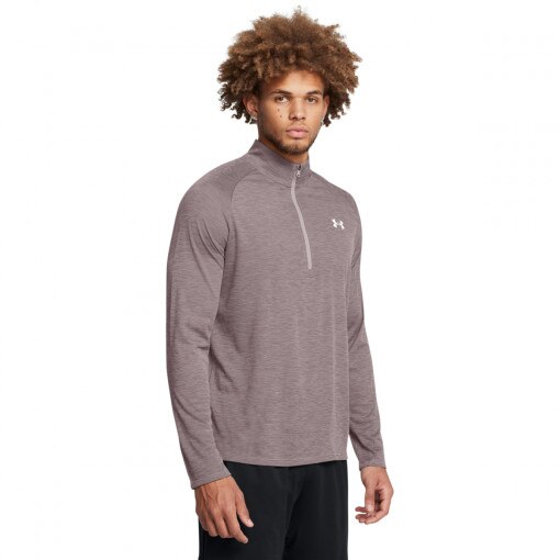 UNDER ARMOUR Męski longsleeve treningowy Under Armour UA Tech Textured 1/2 Zip  brązowy Brązowy