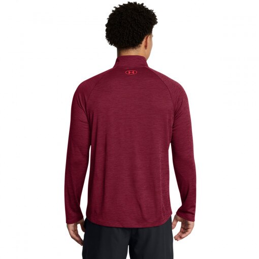 Męski longsleeve treningowy Under Armour UA Tech Textured 1/2 Zip - czerwony
