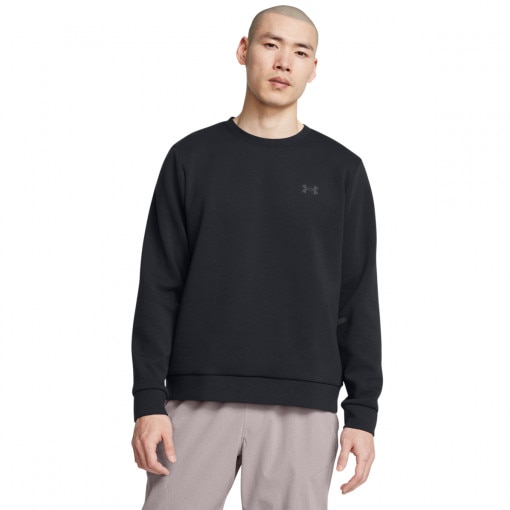 UNDER ARMOUR Męska bluza dresowa nierozpinana bez kaptura Under Armour UA Unstoppable Flc Crew Eu  czarna Czarny