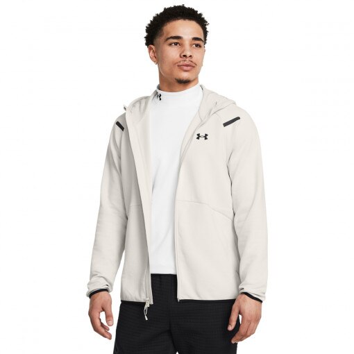 UNDER ARMOUR Męska bluza dresowa rozpinana z kapturem Under Armour UA Unstoppable Flc Fz Hd Eu beżowa Beżowy