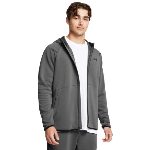 UNDER ARMOUR Męska bluza dresowa rozpinana z kapturem Under Armour UA Unstoppable Flc Fz Hd Eu szara Szary