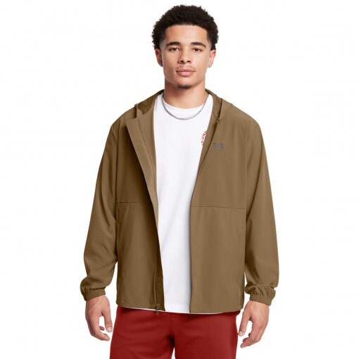 UNDER ARMOUR Męska kurtka wiatrówka Under Armour UA Vibe Woven Windbreaker  brązowa Brązowy