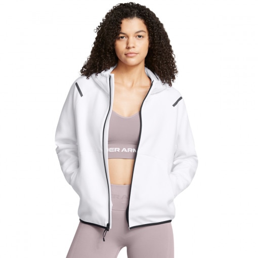 UNDER ARMOUR Damska bluza treningowa rozpinana z kapturem Under Armour Unstoppable Fleece FZ  biała Biały