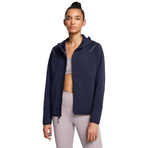 UNDER ARMOUR Damska bluza treningowa rozpinana z kapturem Under Armour Unstoppable Fleece FZ  granatowa Granatowy