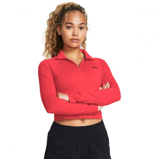 UNDER ARMOUR Damski longsleeve treningowy Under Armour Vanish Seamless 1/4 Zip Crop  czerwony Czerwony