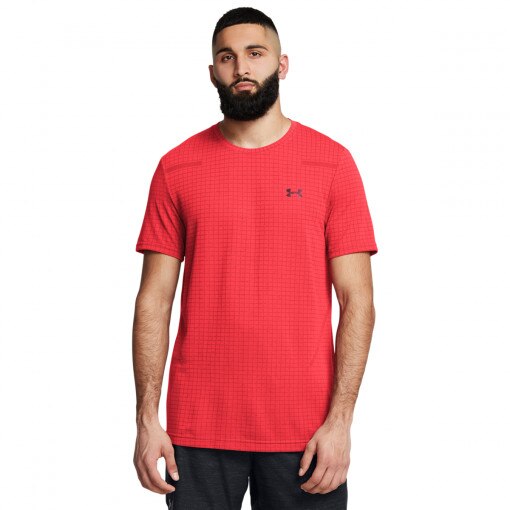 UNDER ARMOUR Męska koszulka treningowa Under Armour Vanish Seamless Grid SS  czerwona Czerwony