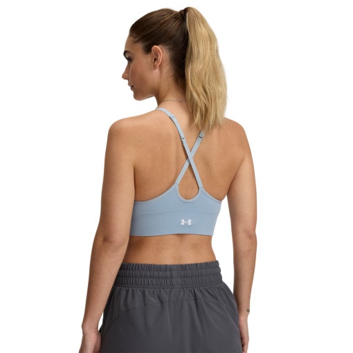 Damski biustonosz treningowy Under Armour Vanish Seamless Low Bra - niebieski