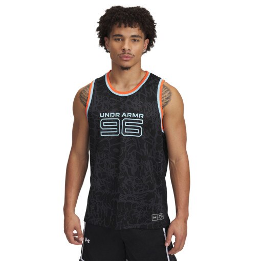 UNDER ARMOUR Męski top do koszykówki Under Armour Zone Pro Mesh Tank Printed  czarny Czarny