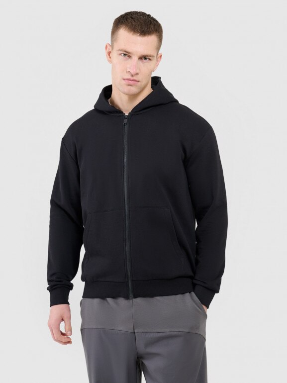 Męska bluza dresowa rozpinana z kapturem Outhorn OTHWAW24TSWSM1696 - czarna