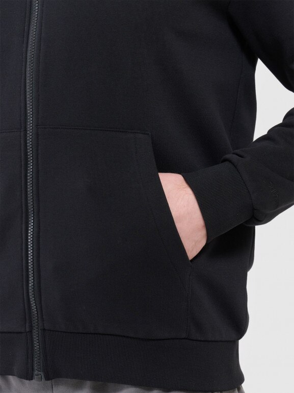 Męska bluza dresowa rozpinana z kapturem Outhorn OTHWAW24TSWSM1696 - czarna