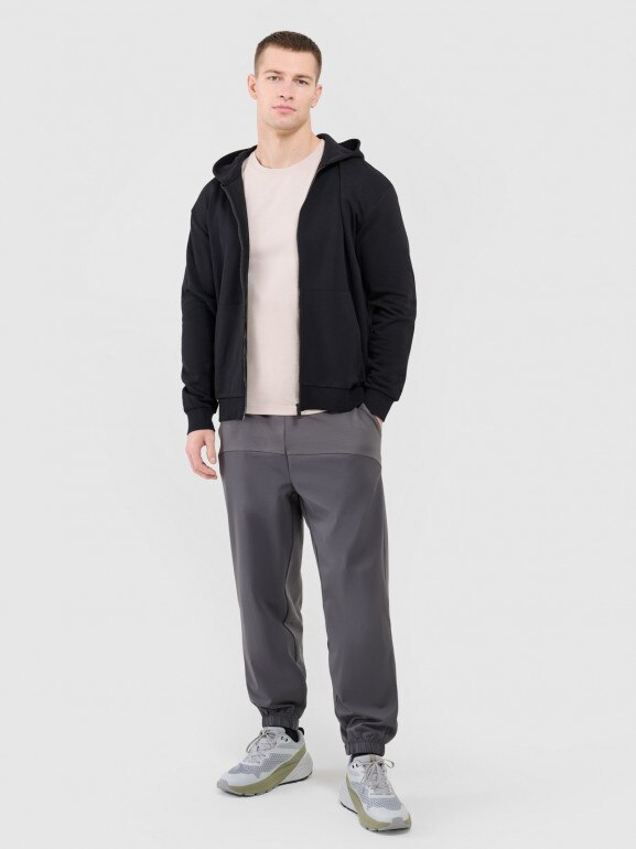 Męska bluza dresowa rozpinana z kapturem Outhorn OTHWAW24TSWSM1696 - czarna