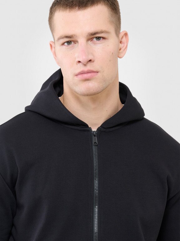 Męska bluza dresowa rozpinana z kapturem Outhorn OTHWAW24TSWSM1696 - czarna