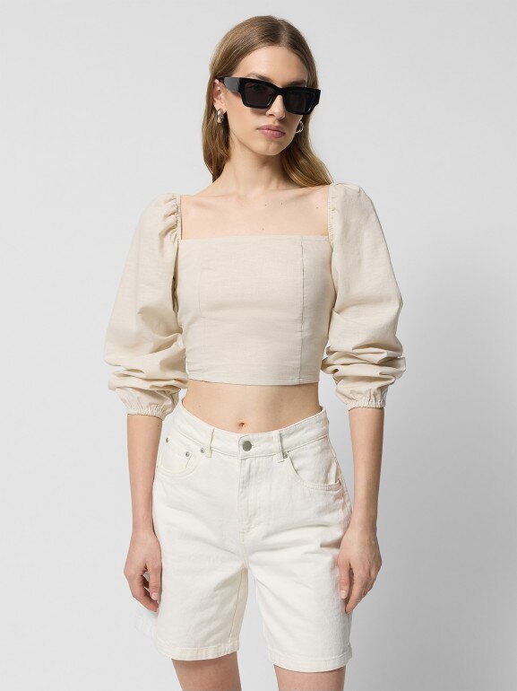 Damska bluzka Outhorn OTHWSS24TSHIF064 - beżowa