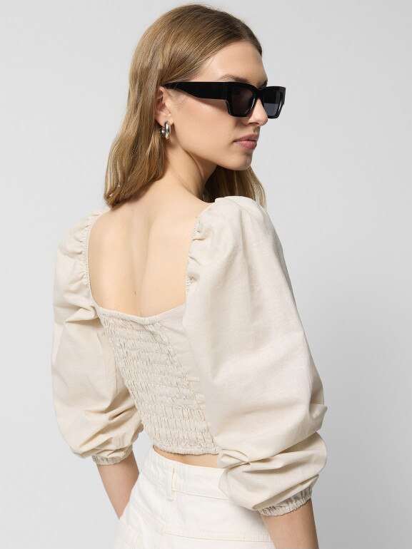 Damska bluzka Outhorn OTHWSS24TSHIF064 - beżowa