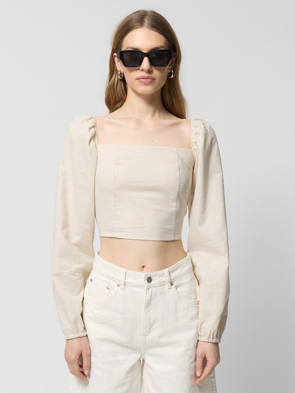 Damska bluzka Outhorn OTHWSS24TSHIF064 - beżowa