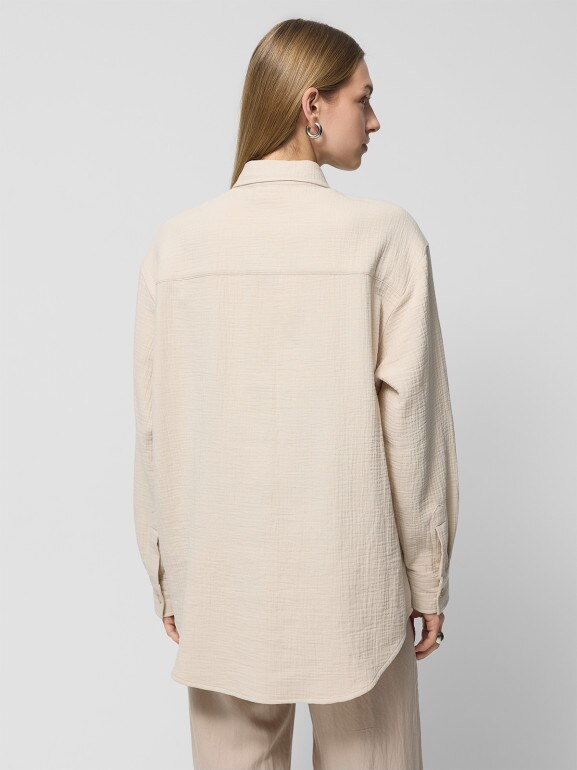 Damska koszula muślinowa Outhorn OTHWSS24TSHIF061 - beżowa