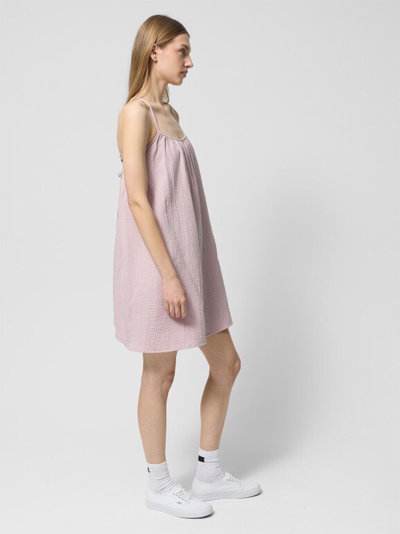 Damska sukienka na ramiączkach Outhorn OTHWSS24TDREF143 - różowa