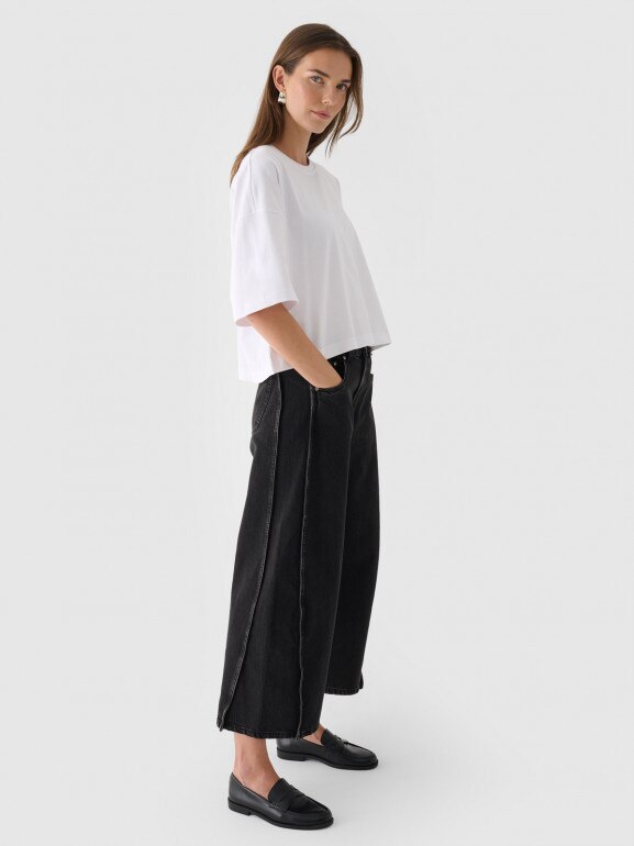 Damski t-shirt oversize Outhorn OTHWAW24TTSHF2341 - biały
