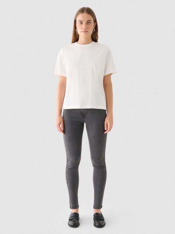 Damskie jeansy skinny Outhorn OTHWAW24TJNSF002 - szare