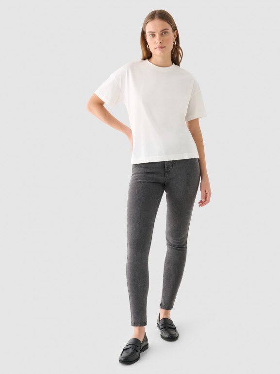 Damskie jeansy skinny Outhorn OTHWAW24TJNSF002 - szare