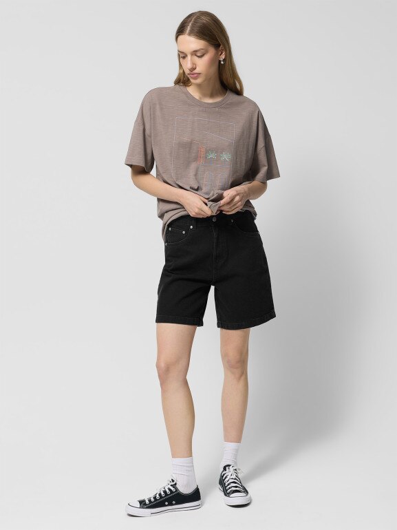 Damskie spodenki jeansowe Outhorn OTHWSS24TSHOF398 - czarne