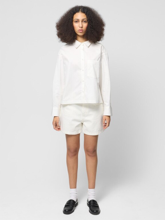 Damskie spodenki jeansowe Outhorn OTHWSS24TSHOF399 - beżowe