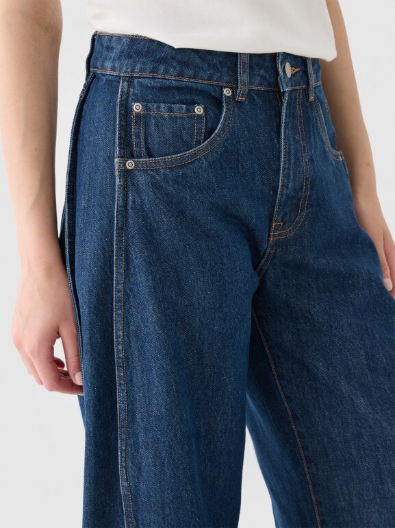 Damskie jeansy barrell  Outhorn OTHWAW24TJNSF013 - granatowe