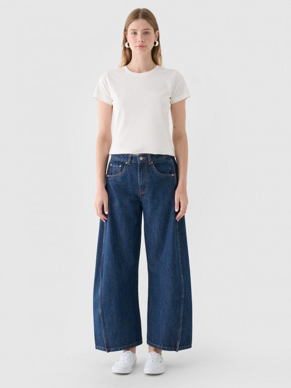 Damskie jeansy barrell  Outhorn OTHWAW24TJNSF013 - granatowe
